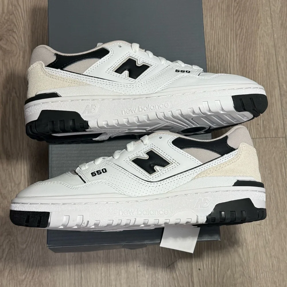 New Balance 550 White Black Casual Sneaker  (GS) Sizes 7Y/8.5W New
